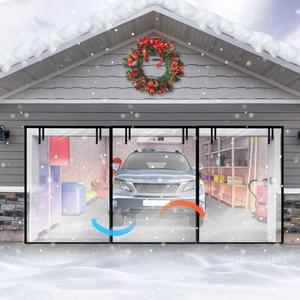 Mindsoft Insulated Garage Door Curtain - Transparent Magnetic Screen, Windproof & Soundproof, Thermal Door Curtain Winter Insulation Kit (16x8 ft)
