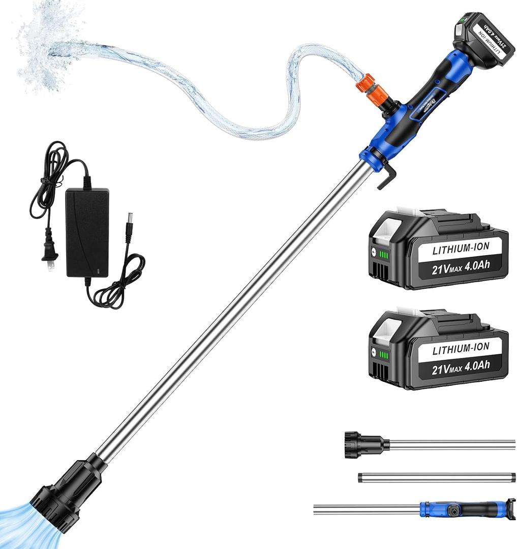 Cordless Stick Water Transfer Pump with 2x4.0Ah 21V Batteries, 770GPH, 32FT Head, 45-Mins Long Runtime, Powerful & Quick Battery Water Pump Compatible with Makita 18V Battery