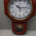 Regulator Wall Clock with Pendulum,Imitation Red Wood Plastic Wall Clock Battery Operated,Vintage Decorative Wall Clocks for Living Room,Farmhouse,Office,Bedroom,Kitchen,Wall Decor