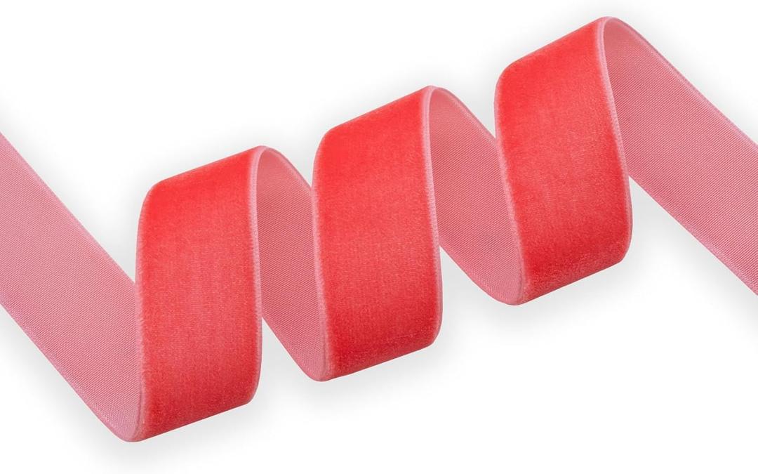 Hot Pink Velvet Ribbon 7/8 Inch Single Face Nylon for Gift Wrapping, Hair Bows, Choker, Wedding Decorations, Cafts, Bouquet - 25 Yards