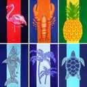 6 Packs Oversized Terry Beach Towel Set 36 x 72 Soft Thin Extra Large Big Pool Camping Swim Bulk Towels Blanket Clearance XL Travel Adult Essentials Cruise Accessories Must Haves Vacation Necessities (Flamingo Turtle Lobster Tree Pineapple Shark)