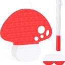 Mushroom Pinata with Stick Blindfold & Hanging Loop 3D Mushroom Shaped Pinata for Kids Birthday Party Baby Shower