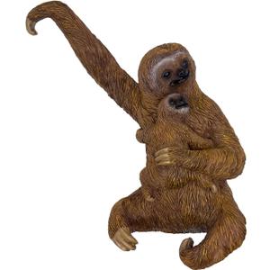 Mother & Baby Sloth Fence Hanger  Outdoor Hanging Sloth Statue for Garden, Patio, Porch, or Fence  Whimsical Hand-Painted Sloth Decor  Durable Resin Indoor & Outdoor Figurine