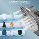 IRONDAY Steam Iron for Clothes with LCD Screen, 1700W Iron Non-Stick Ceramic Soleplate, Auto Shutoff, Self-Cleaning, Anti-Drip, Steam Burst, Spray Mist 10.14oz Water Tank Ironing Clothes for Home,Grey