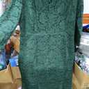 Atnlewhi Women's 3/4 Sleeve V-Neck Formal Evening Bodycon Knee-Length Vintage Lace Dress Elegant Cocktail Dresses
 Large