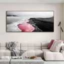 Extra Large Pink Coastal Wall Art - Beach Canvas Wall Decor Black and White Picture for Living Room Bedroom Framed Artwork Ocean Pictures Seascape Painting bedroom Decoration Above Bed Size 7031Inchs, 70.9"L x 31.5"W