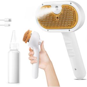 Pet Steam Brush for Dog & Cat  3-in-1 Spray Hair Removal Comb  Steam for Shedding & Grooming  Water Brush for Long & Short Haired Pets  Spritz Defur Comb  (7.8in- empties)