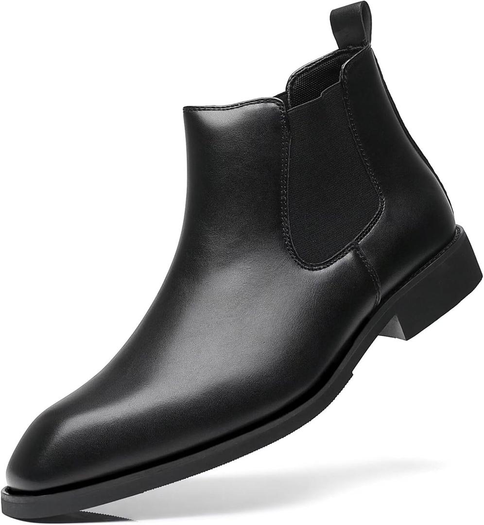 SANNAX Men's Chelsea Boots Classic Business Leather Shoes Casual Dress Ankle Boot
