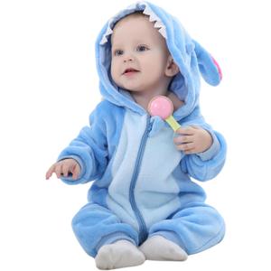 Baby Toddler Halloween Costume Infant Girl Boy Flannel Hooded Animal Onesie Romper Outfit Jumpsuit (30-36 Months/Height:39"-43", Blue)