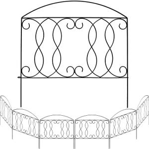 Decorative Fence 24in x 12ft 6 Piece Metal Garden Fence Extra Thick Wire Outdoor Patio Rustproof Fencing Animal Barrier