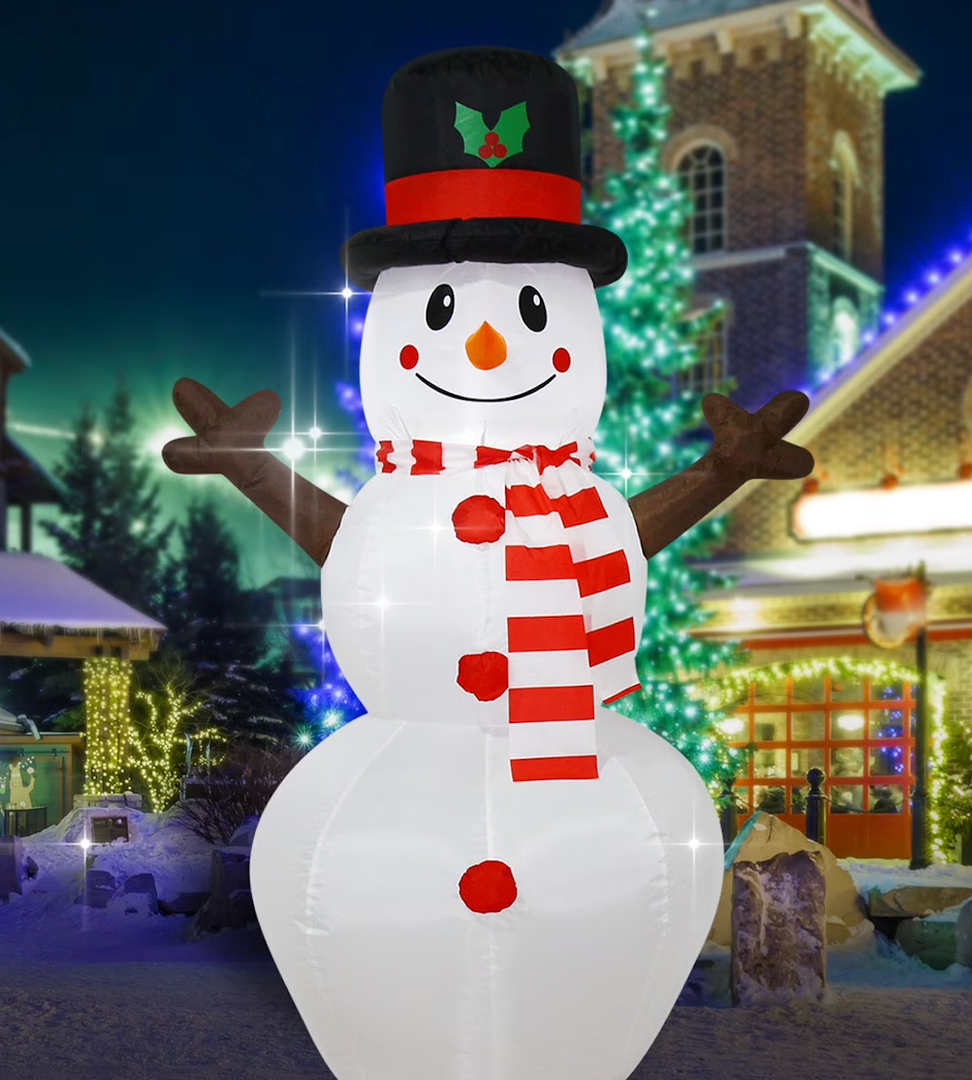 Christmas Inflatables Snowman Lighted Inflatable Christmas Garden Yard Lawn Decoration with Built in Fan and Anchor Ropes 5 Feet Tall