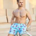 westwolf Men Swim Trunks 5.5 Inch Board Shorts 2 in 1 Swimwear with Compression Liner (Blue, XXL)