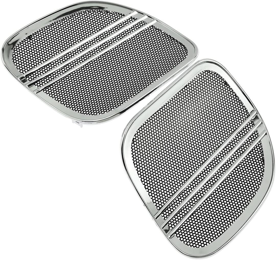 HDBUBALUS Motorbike Tri-Line Speaker Grills Cover Trim Mesh for Harley Road Glide FLTRX 2015 2016 2017 2018,Chrome