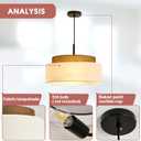 Drum Farmhouse Pendant Light Fixture 4-Light Fabric Pendant Lighting, 17.71inch