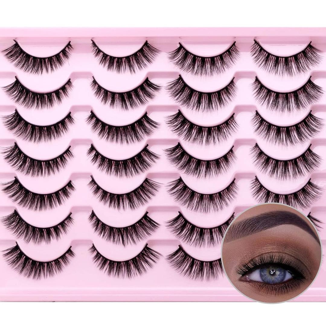 False Eyelashes Natural Wispy Cat Eye Lashes Short- Mixed 2 Styles, 14 Pairs, MG05