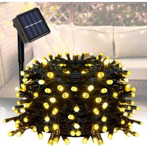 Solar String Lights Outdoor, Blackish Green Wire, 40ft 100 LED with 8 Lighting Modes for Outside,Garden,Courtyards,Trees (Warm White)