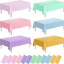 12 Pcs Plastic Pastel Color Tablecloths, 54x108 inch Rectangle Pastel Rainbow Waterproof Disposable Table Covers for Baby Shower Wedding Birthday Party Decoration