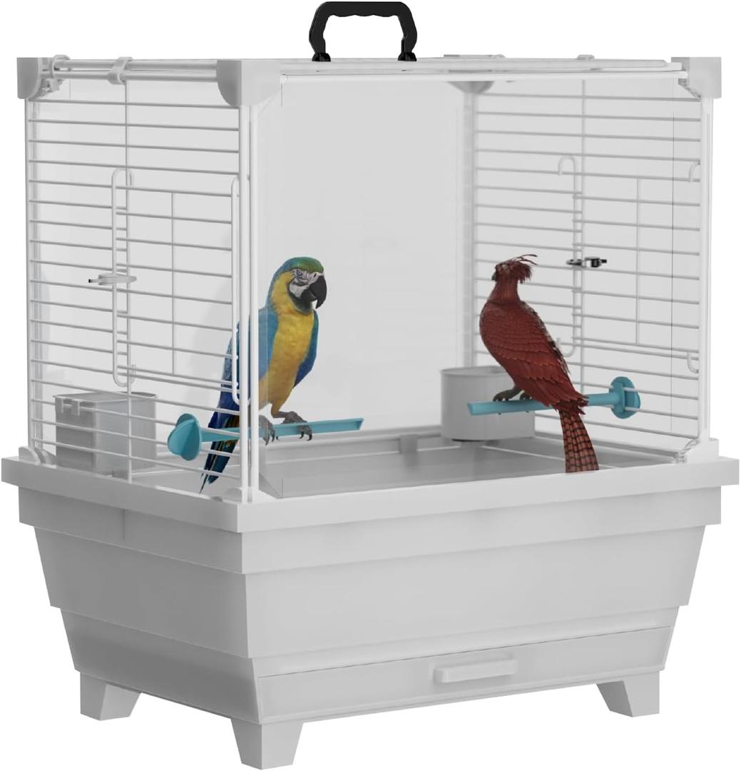 Small Bird Travel Carrier Cage: Portable Parakeet Flight Birdcage for Parrot Cockatiel Conure, Guinea Pig Rabbit Animal Cage