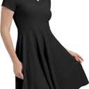 Summer Womens Casual Short Sleeve V Neck Mini Dress 2025 Flowy Swing Loose Dresses for Women (Black, XXL)