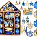 DomeStar 70PCS Blue and Gold Christmas Ball Ornaments Set, Large Hanging Shatterproof Xmas Tree Ball Ornaments Bulk Kid-Safe Pet-Friendly Party Decoration