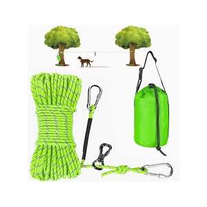 Dog Tie Out Cable for Camping, Dog Trolley System and 4ft Bungee Leash for Dogs Up to 400lbs, Suitable for Camping, Yard and Outdoor Events (Green, 50Ft)
