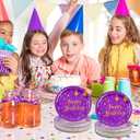 50 Pcs Purple and Gold Paper Plates,9 inch Halloween Paper Plates Disposable Happy Birthday Dessert Cake Plate Party Supplies for Halloween Fall Thanksgiving Birthday Wedding Party Decorations