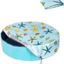 Foldable Round Dog Swimming Pool Cover, Collapsible Outdoor Tub, PVC Coating Waterproof and UV Protection, Leakproof Washable Kiddie Pet Small Paddling Bath Accessories, Size: S-32*8 inch