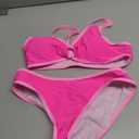 Fanuerg Women's Triangle Bikini Sets Circle Ring Linked Two Piece Swimsuit Color Block Cheeky Bathing Suit Hot Pink S