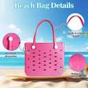 PoVwlty Rubber Beach Bag for Men & Women, Water-resistant Travel Tote Bag for the Beach Boat Pool