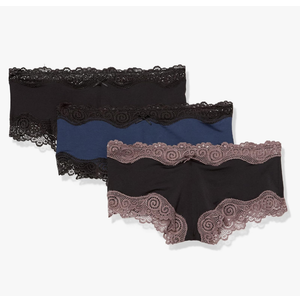 Maidenform Women's Hipster Underwear, Low-rise Cheeky Panty, Scalloped Lace Hipster Panty, 3-pack M