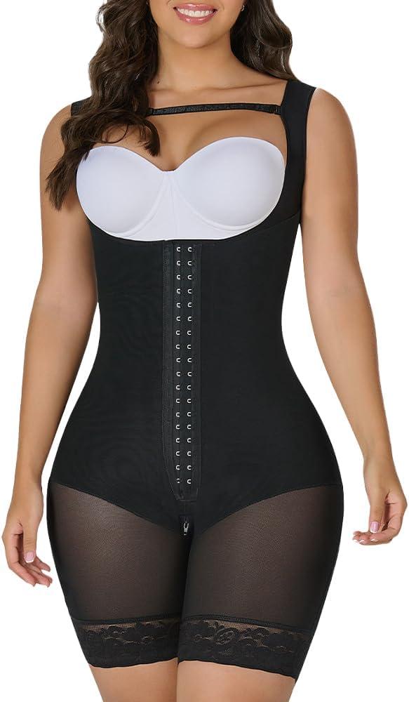 YIANNA Fajas Colombianas Moldeadoras Shapewear Tummy Control for Women Butt Lifter with Zipper Crotch Faja Body Shaper (Medium, 1-black)