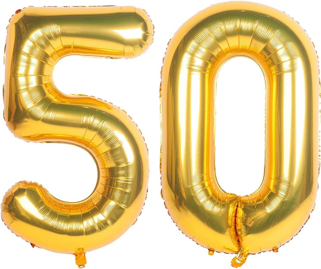 40 Inch Gold Number 50 Balloons, Giant Jumbo Helium Number Balloons For 50th Birthday Party,Wedding, Bridal Shower Engagement Photo Shoot, 50 Anniversary For Girl And Boy