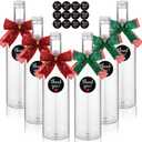Baderke 6 Sets Christmas Plastic Wine Bottles 750ml with Caps Thank You Stickers Christmas Botellas Para Coquito Bottles Holiday Xmas Empty Brewing Wine Bottle for Kitchen Bar Party New Year(Classic)