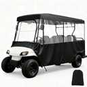 6 Passenger Golf Cart Enclosure for 120" Extended Roof, 600D Waterproof Driving Rain Cover with Clear 4-Sided Windows, Roll-Up Door, Zippered Mirror Openings, All-Weather Protection