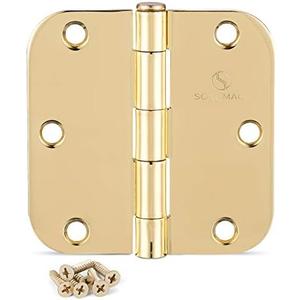 Door Hinges Polished Brass 3.5 Inch Interior Hinges 5/8" Radius - 18 Pack