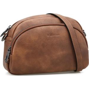 Leather Crossbody Bags for Women Anti-Theft Purses Vintage Saddle Handbag Small Cross Body Shoulder Bag (Brown)