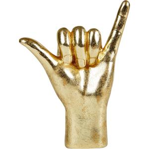 MicDecor Resin Gold Ornament ASL Signal Sculpture, Hand Gesture Decoration Figurine Statue