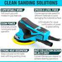 Autolock Electric Random Orbital Sander, 350W Brushless Motor with 5 & 6 Inch pads, 10000RPM Electric Palm Sander for Woodworking, Sanding and Polishing (Blue)