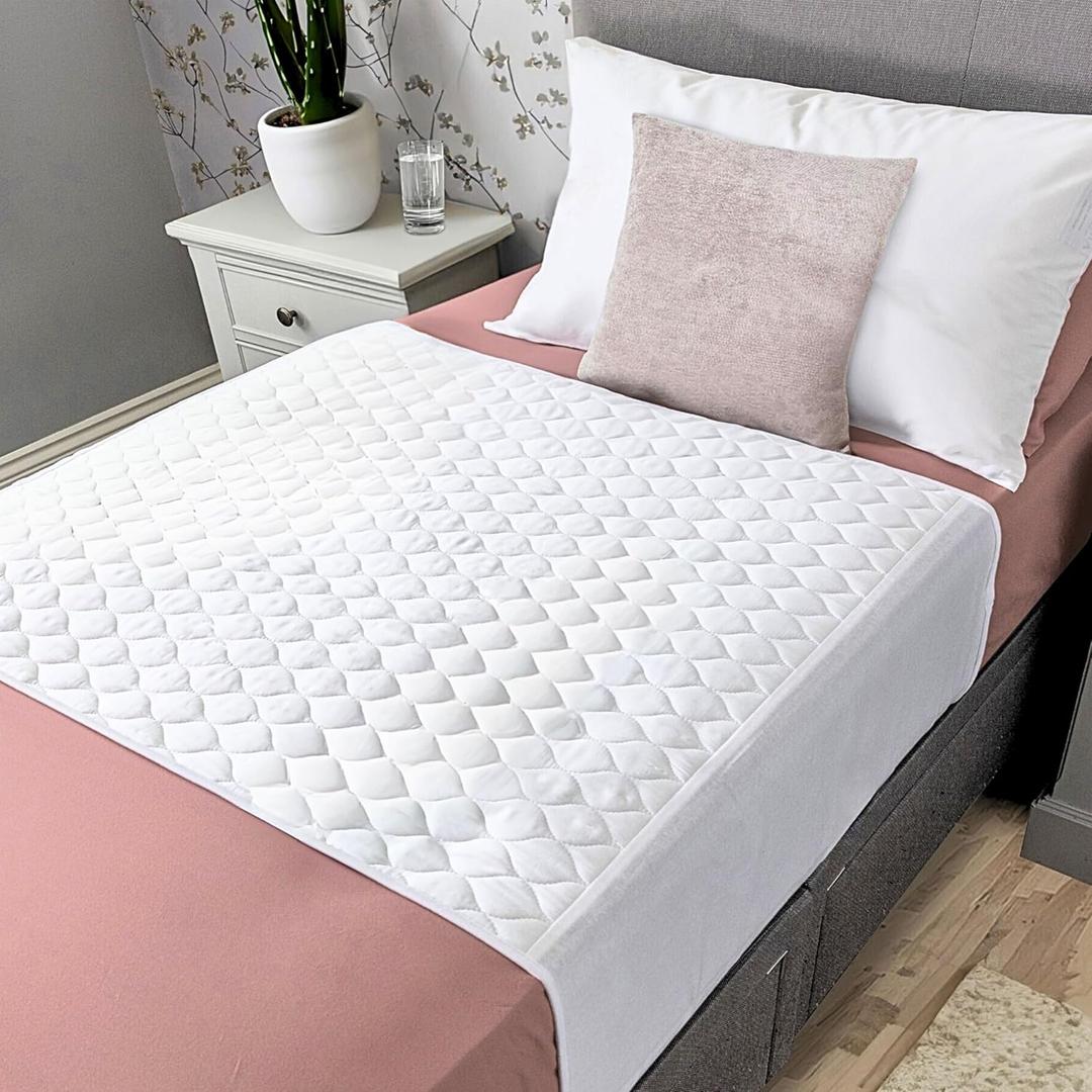 Hygge Sheets Organic Washable Incontinence Bed Pads with Tucks - 100% Waterproof Reusable Mattress Protector Underpads - Rayon derived from Bamboo - Twin, Whit