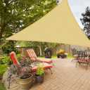 Shade Sails Triangle Waterproof Beige 16x16x16 FT, Sunshade Canopy Outdoor Water Resistant, 90% UV Block Sun Shades Patio, Heavy Duty Oxford Cloth, Shade Cover Garden