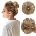 CJL HAIR 2PCs Small Cute Messy Bun Hair Piece for Thin Hair Women Mini Synthetic Curly Bun Scrunchies Updo Hairpieces Sahara Beige