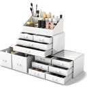 Readaeer Makeup Cosmetic Organizer Storage Drawers Display Boxes Case with 12 Drawers (White)