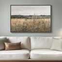 Framed Vintage Landscape Canvas Wall Art for Living Room Bedroom - Large Rustic Modern Farmhouse Meadow with Flowers Picture, Cottagecore Nature Art Decor for Dining Hallway Office, 24x36 Inch (Champ Fleuri)