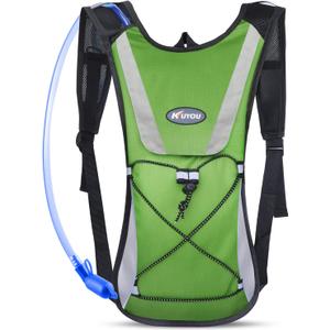 KUYOU Running Hydration Vest - Lightweight Insulated Hydration Backpack with 2L Water Bladder, Adjustable Chest Straps and Reflective Water Backpack for Running Marathon Race Hiking Cycling (Green)
