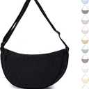 BESMART Small Nylon Crescent Crossbody Bag for Women Men Trendy, Waterproof Crescent Sling, Lightweight Travel Purses (Large, Black Quilted)