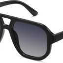 livho Trendy Polarized Square Aviator Sunglasses Women Men Square Eyewear Frame, Retro Sun Glasses for Women Men 2025 Shades (Vibrant Black/Grey)