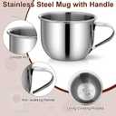 50 Pack Stainless Steel Espresso Coffee Cups with Handle Bulk 2.37 oz Small Unbreakable Hot Coffee Cup Espresso Shot Camping Mugs Metal Tea Cups with Handle for Party, Wedding, Restaurant