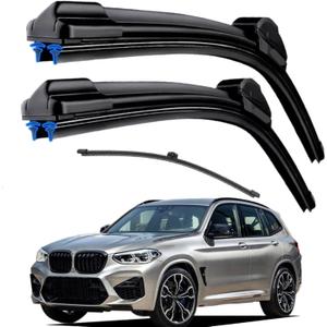 Dual Rubber Blade Windshield Wipers for BMW X3 2018 2019 2020 2021 2022 2023 2024 Automotive Replacement Wiper Blades BMW X4 IX3/X3M 26"/20"/12" Top Lock (Set of 3)