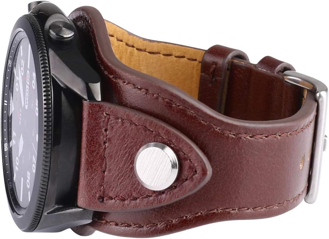 Bands Compatible with Garmin Venu 2/Venu 3/Vivoactive 4 45mm Watch, 22mm Leather Bracelet Vintage Strap for Samsung Galaxy Watch 3 45mm/46mm/Gear S3 Frontier/Classic Band for Men&Women (Red)