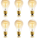 A19 Incandescent Light Bulbs 60 Watt,120v Edison Bulbs Dimmable 2200k Warm Yellow E26 Base, Antique Retro Style Incandescent Bulb, Amber Glass Squirrel Cage Filament Decorative Lamp, 6Pack